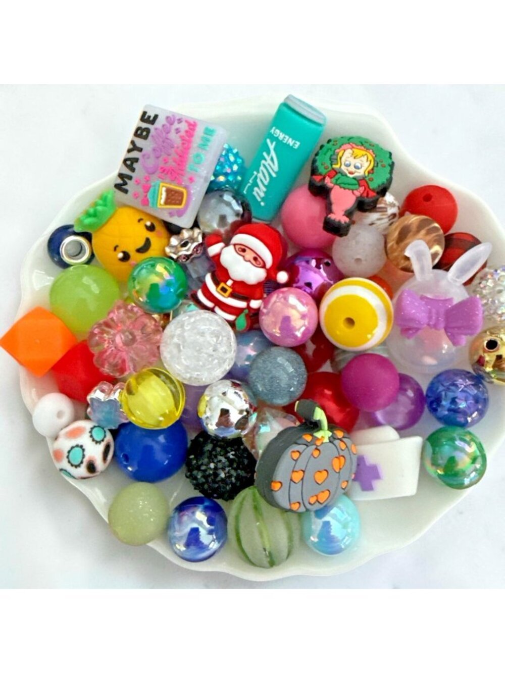 Beads,Focals & Spacers-Mixed Lot-60+ Items-For Beadable Pens, Keychains, Etc. #2
